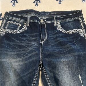 Grace Women's Dark Blue Straight Leg Jeans